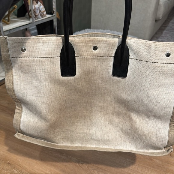 Authentic YSL RIVE GAUCHE TOTE BAG IN LINEN AND LEATHER - Picture 12 of 14